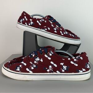 Disney women’s burgundy lace up Mickey Mouse print sneakers shoes size 10
